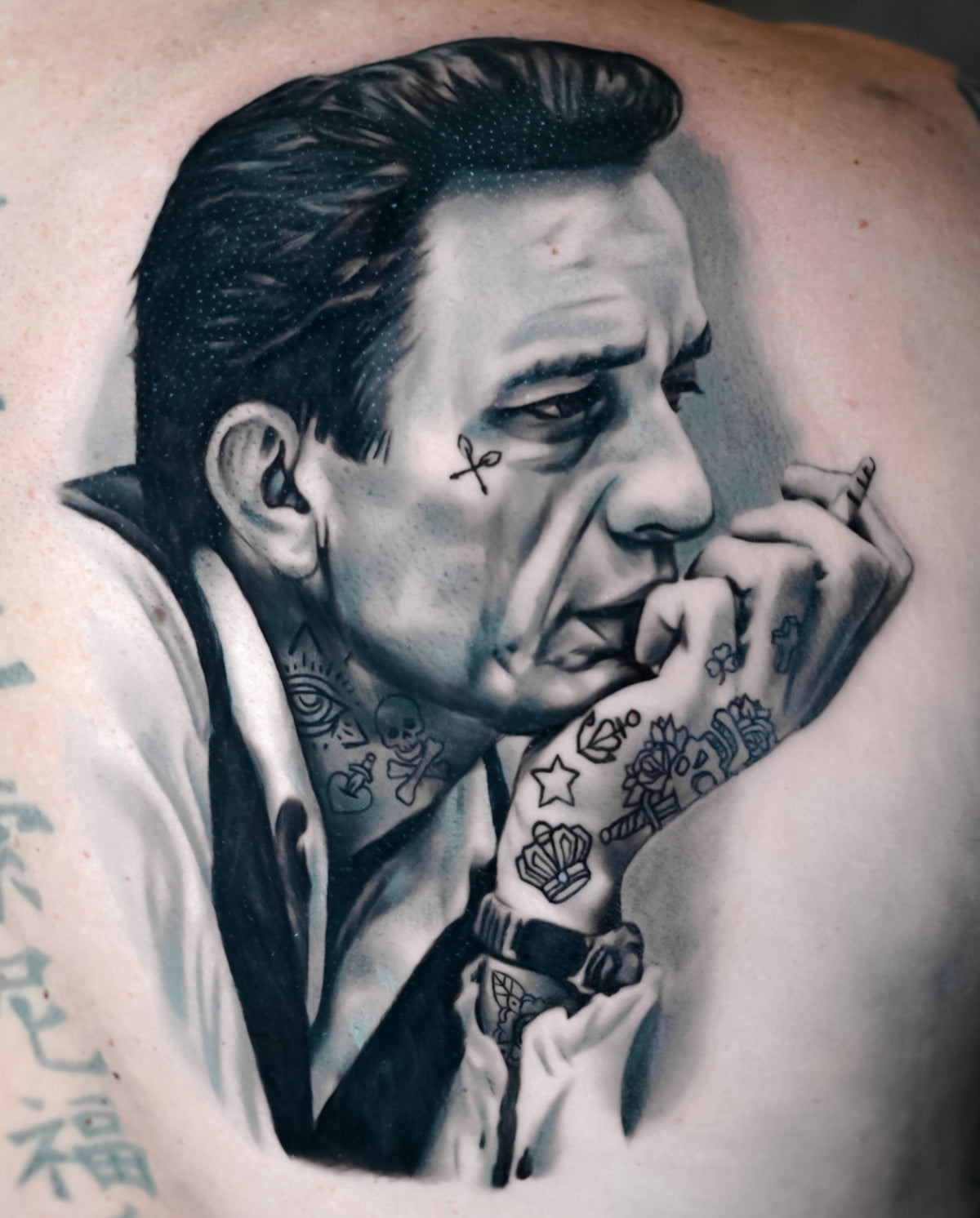 Johnny Cash with tattoos